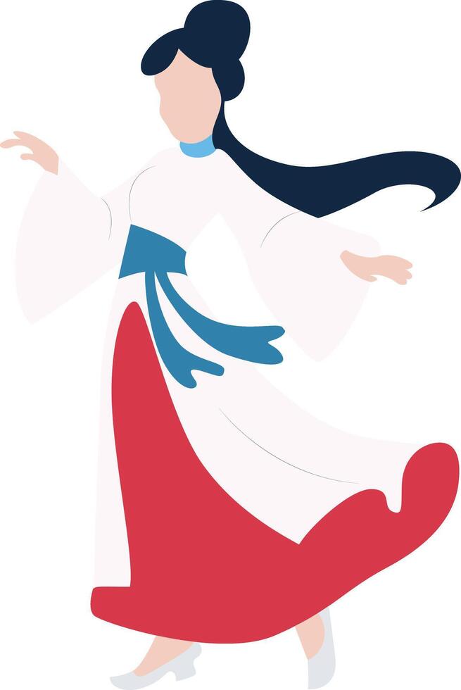 Mid Autumn festival, Elegant Asian Woman Red Dress Dancing vector
