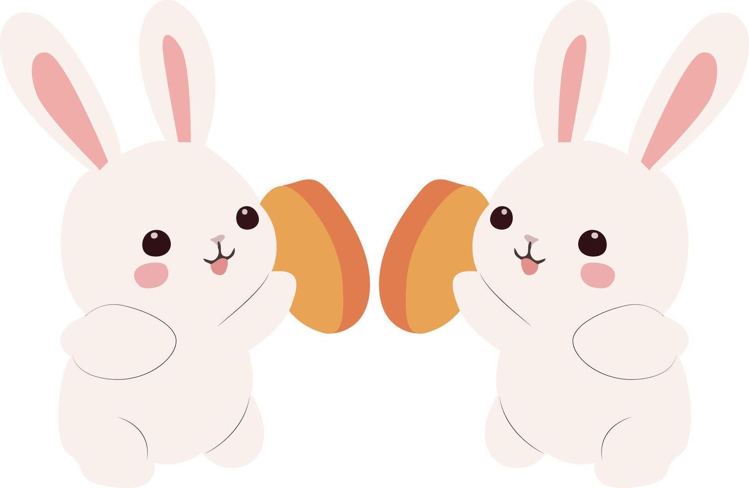 Mid Autumn festival, Cute Rabbits Exchanging Easter Eggs. vector