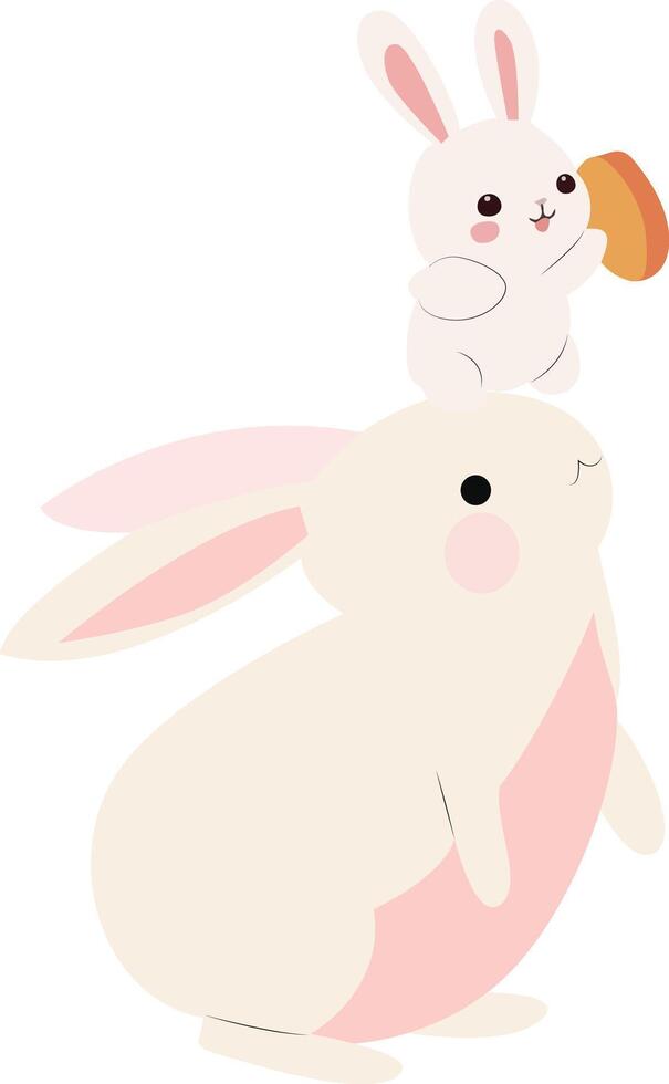 Mid Autumn festival, Cute Bunny Rabbit Stack Illustration vector