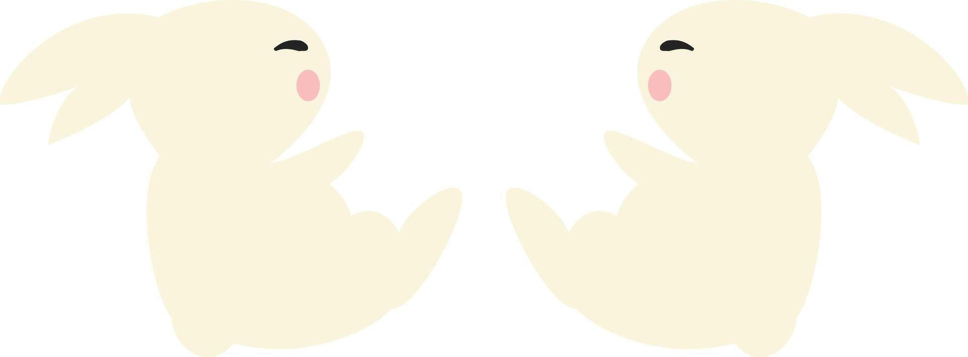Mid Autumn festival, Two Cute Cartoon Rabbits Facing vector