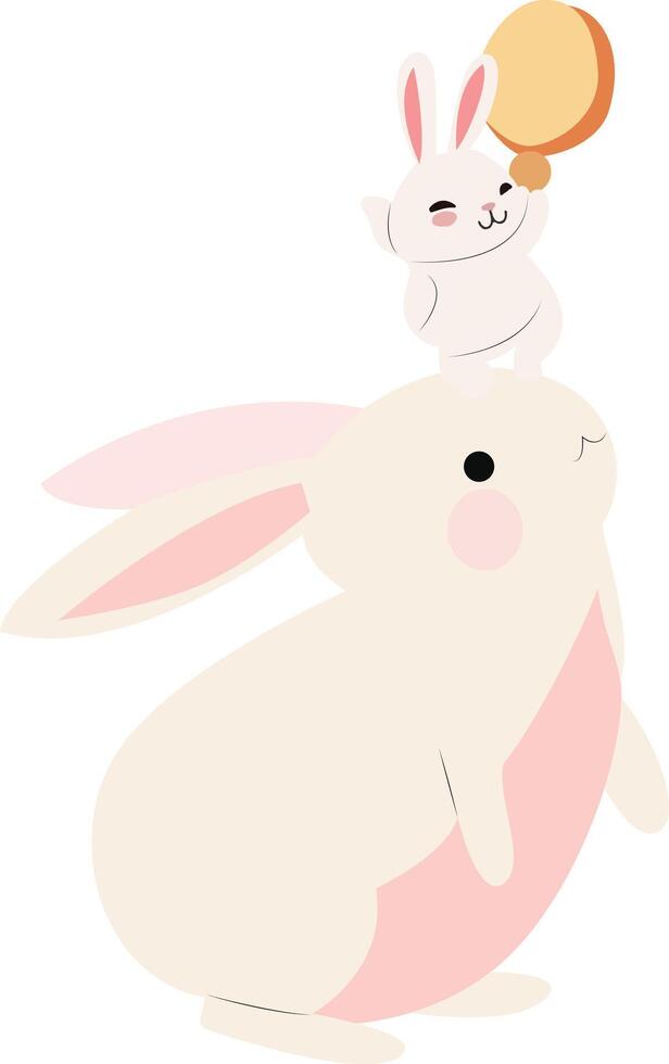 Mid Autumn festival, Cute Bunny Rabbit Holding Moon Illustration vector