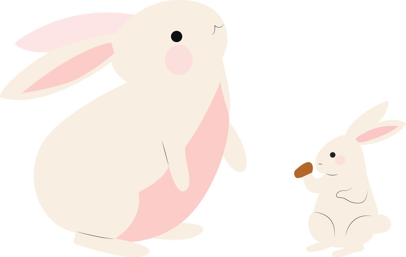 Mid Autumn festival, Mother Rabbit Feeding Baby Bunny vector