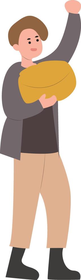 Mid Autumn festival, Person Carrying Harvest Golden Wheat vector