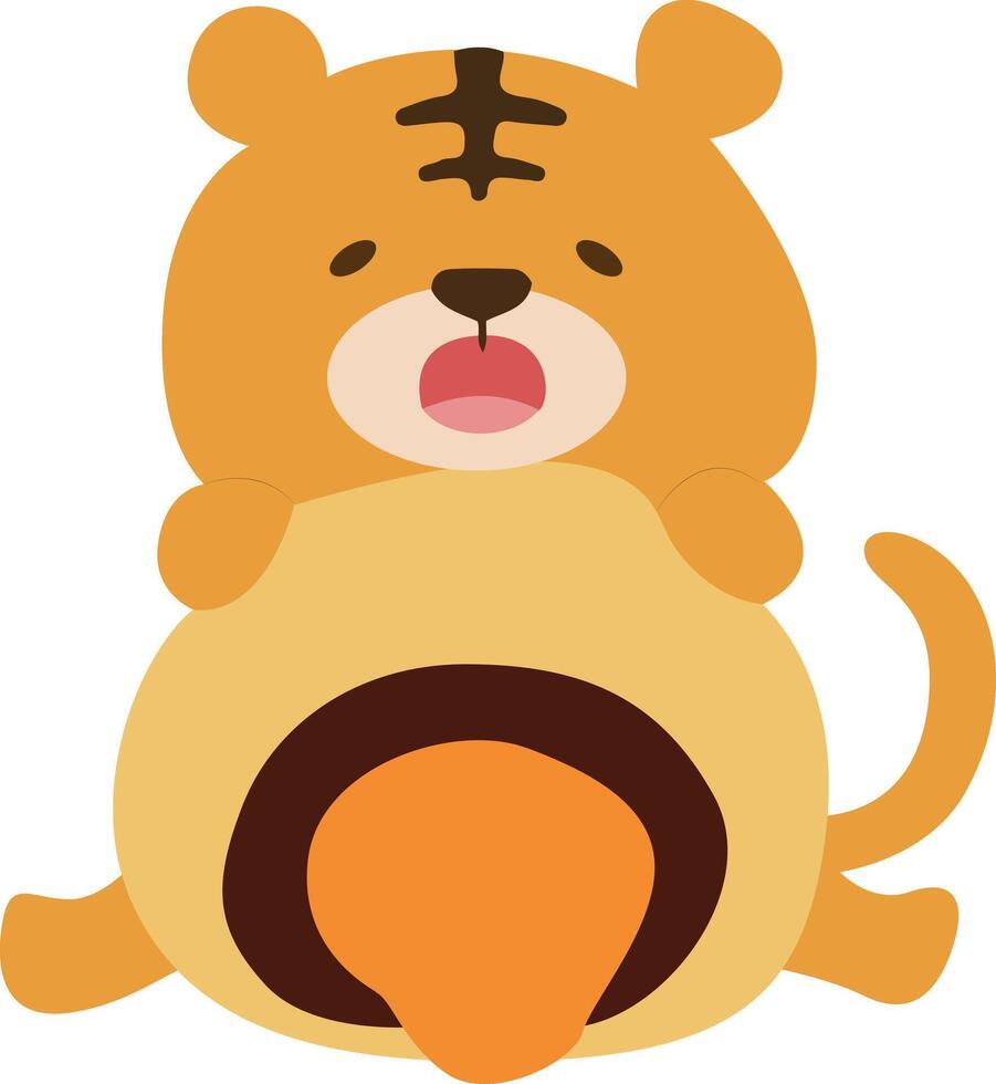Mid Autumn festival, Cute Cartoon Tiger Cub Yawning Design vector