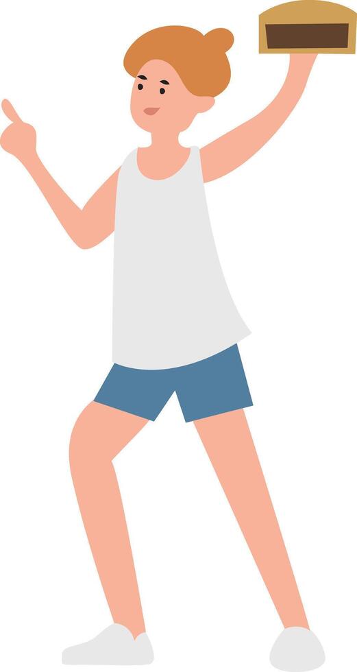 Mid Autumn festival, Girl Carrying Cake Points Right vector