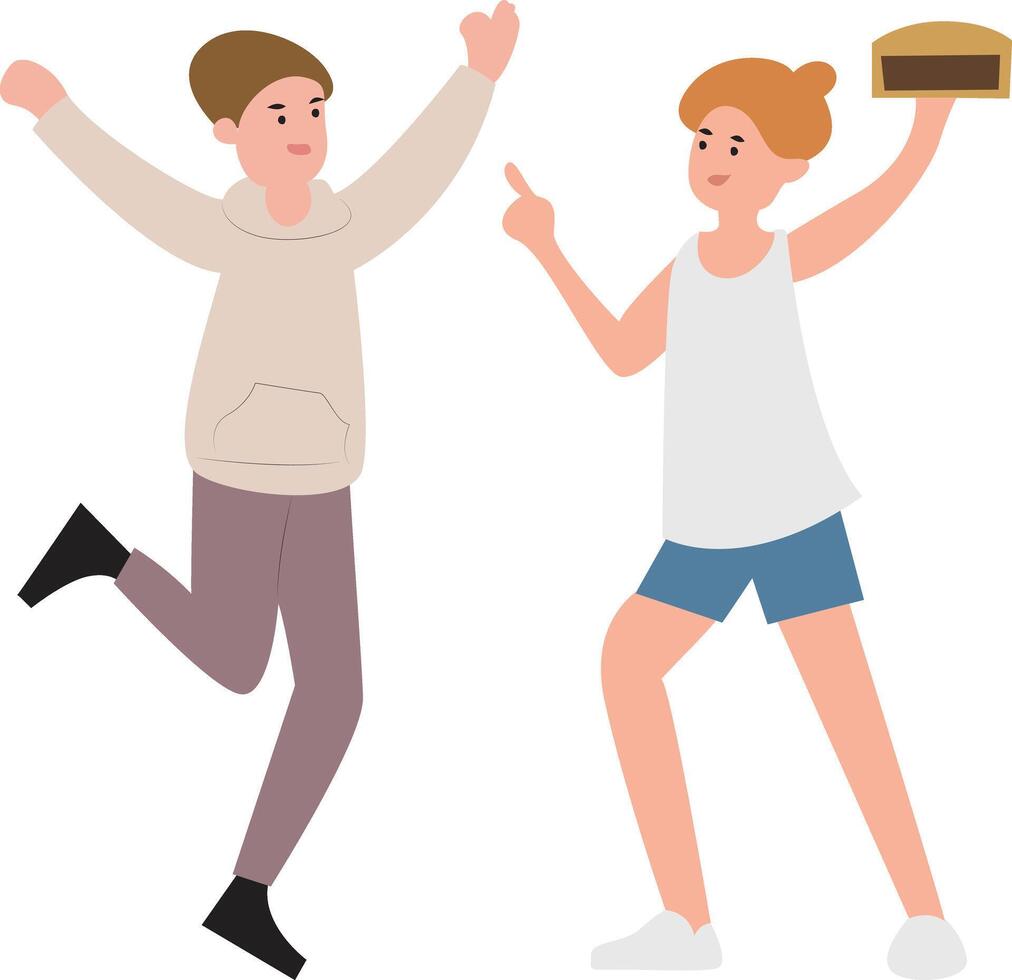 Mid Autumn festival, Joyful Girls Celebrating Cake Delivery vector