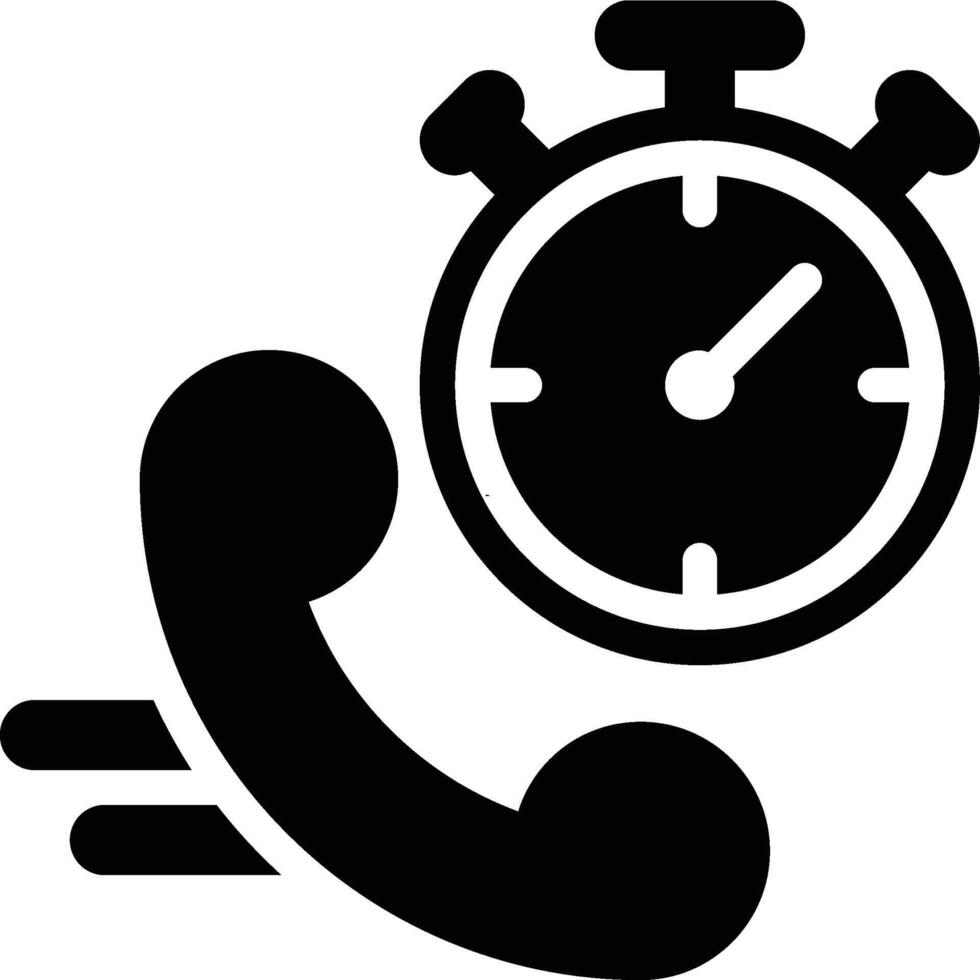 Response Time, Telephone, Call Glyph Solid Icon vector