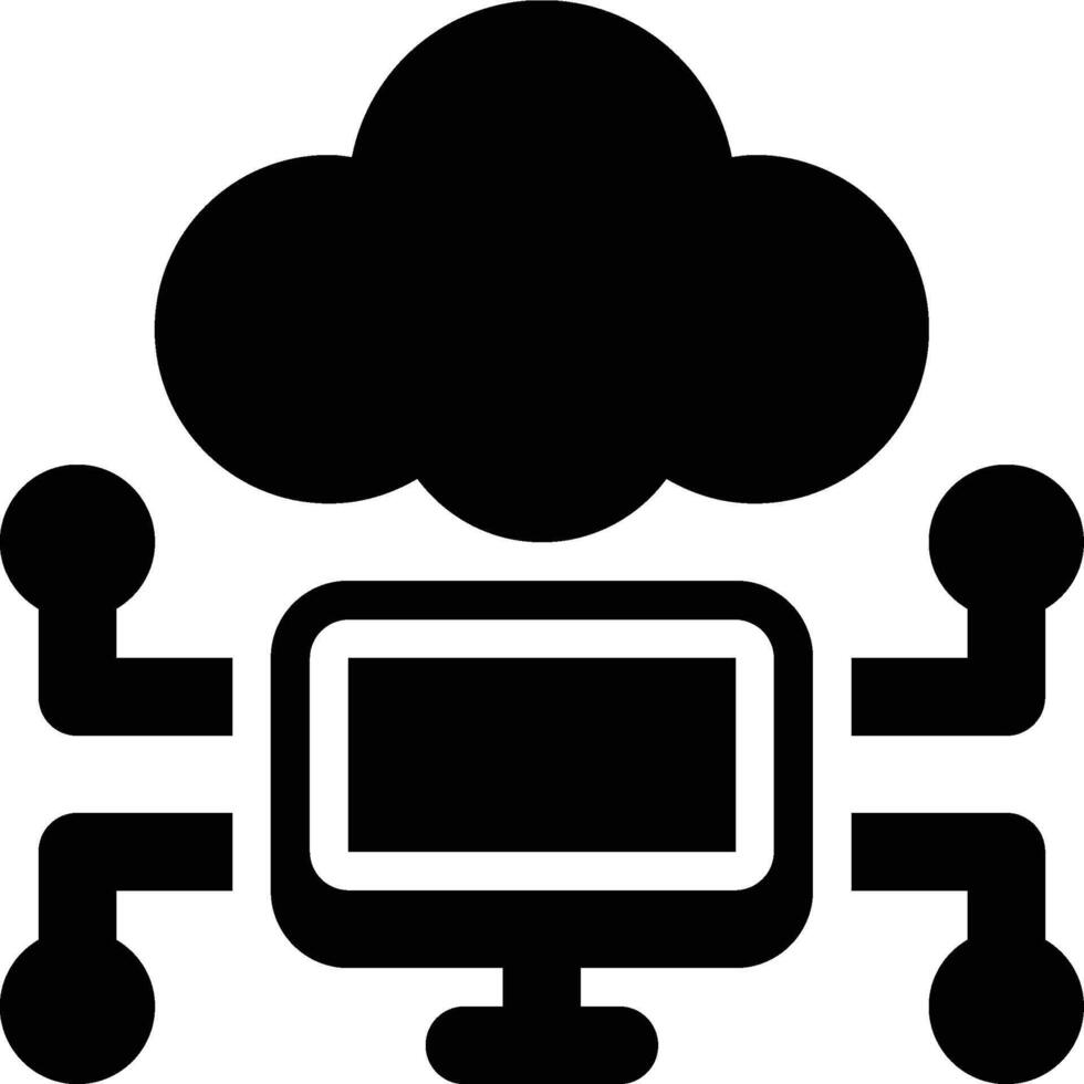 Cloud Computing, Cloud Network, Cloud Platform Glyph Solid Icon vector