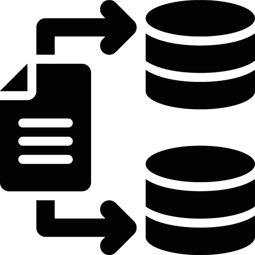 Data Migration, Data Transfer, Data Load Glyph Solid Icon vector