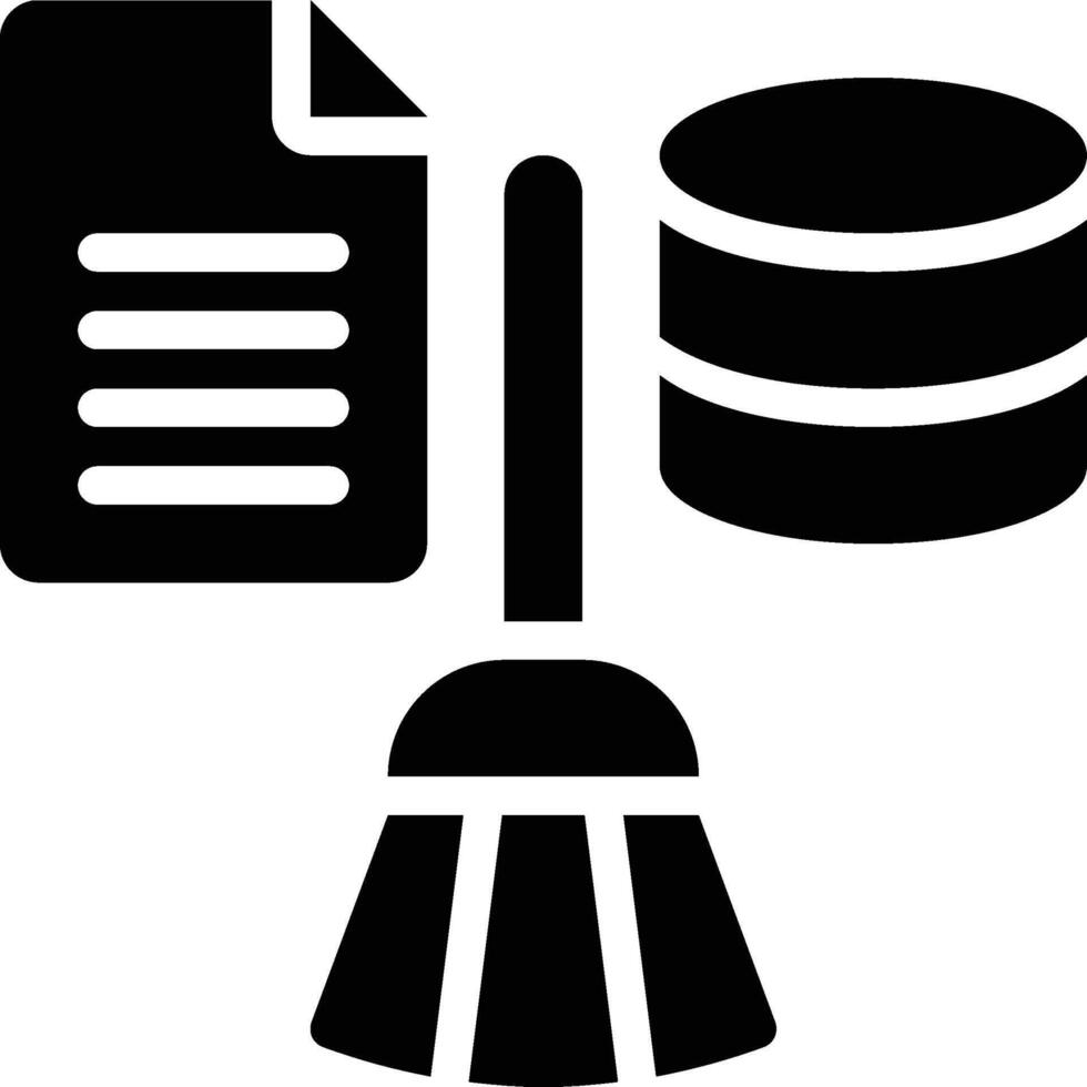 Data Cleansing, Data Cleaning, Data Processing Glyph Solid Icon vector
