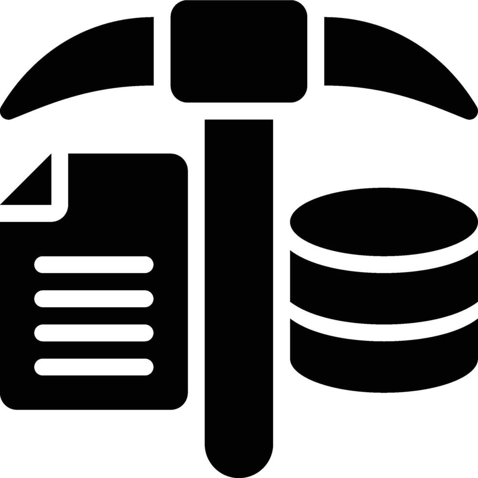 Data Mining, Big Data, Database Glyph Solid Icon vector