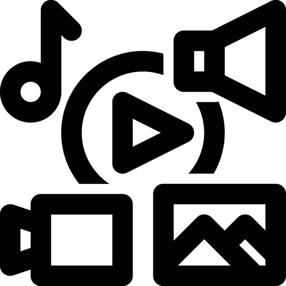 Multimedia, Entertainment, Digital Media Outline Icon vector