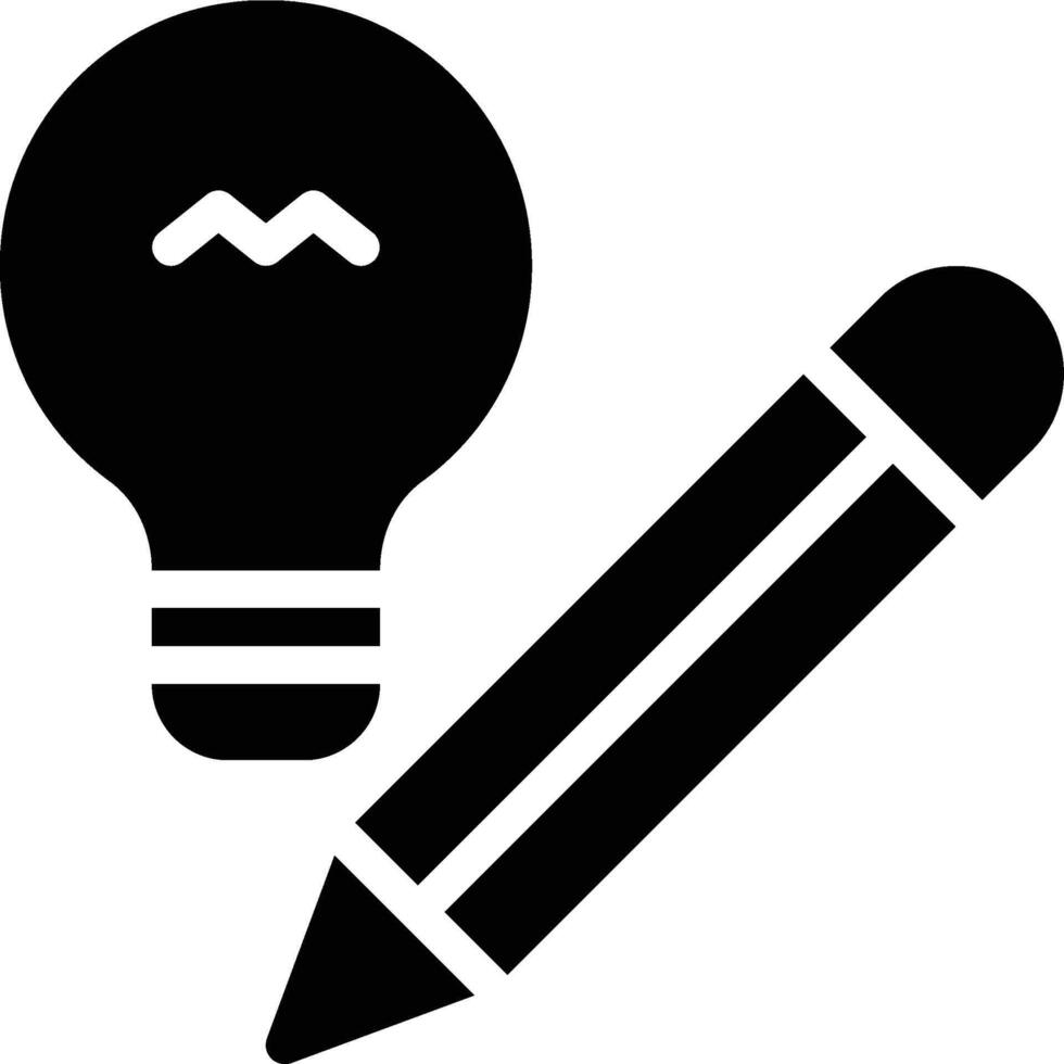 Creative, Writing, Idea Glyph Solid Icon vector