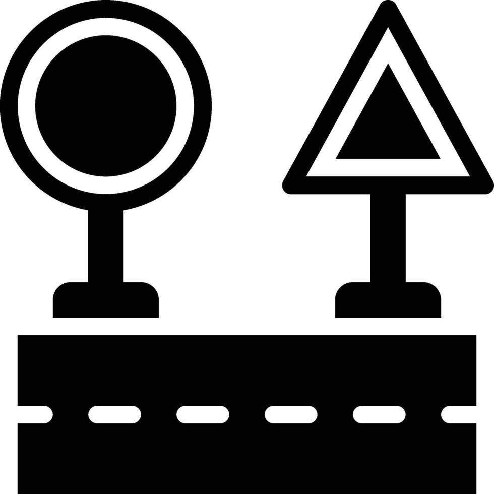 Traffic Sign, Road Sign, Sign Board Glyph Solid Icon vector