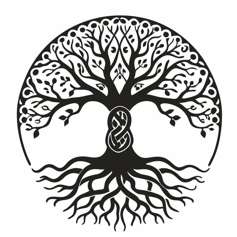 Intricate Celtic Tree of Life with Roots and Branches vector