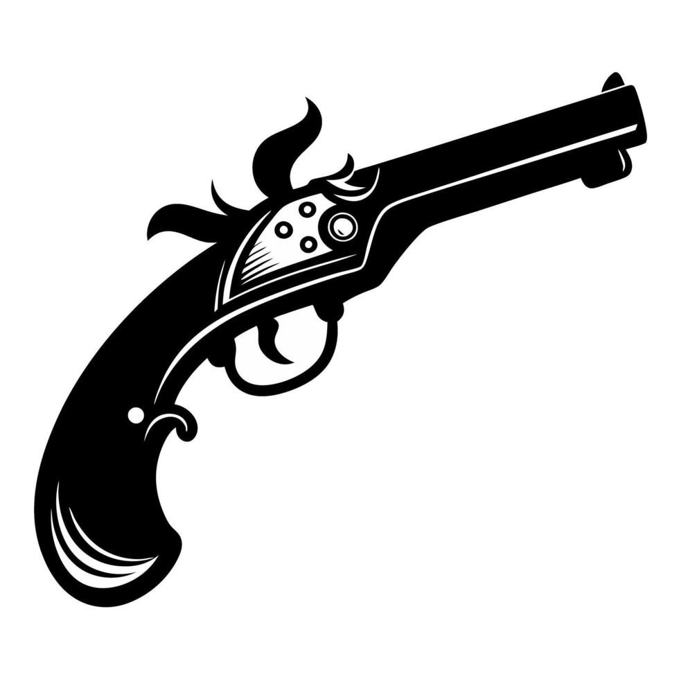 A black gun with a red flower on the side vector