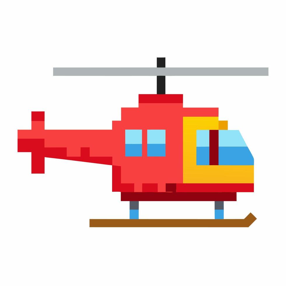 Pixel Art Red Helicopter Icon Illustration for Gaming and Graphics vector