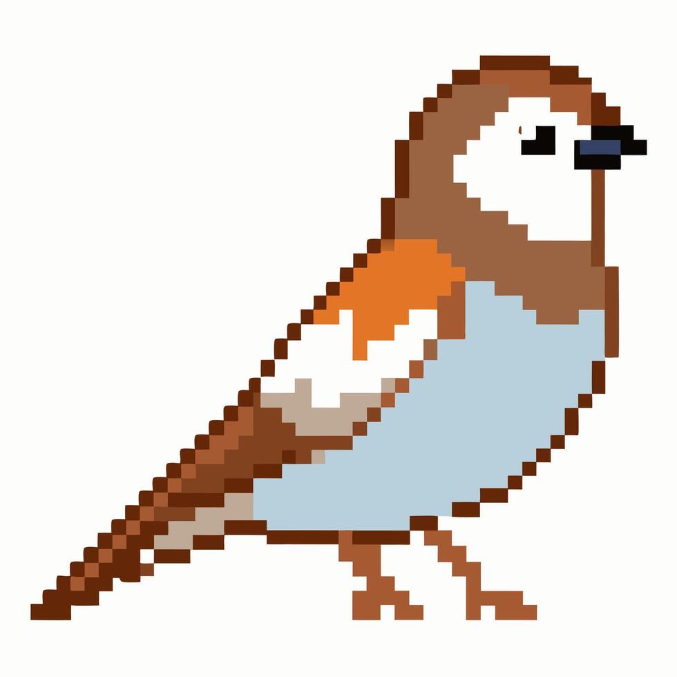 Pixel Art Sparrow Illustration Retro, Bird Design in 8 bit Style vector