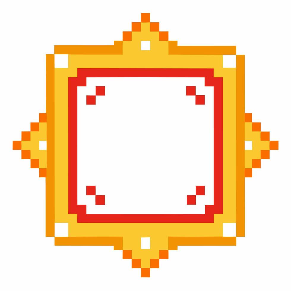 Retro Pixel Sunburst Design Vibrant Geometric Digital Art in Yellow and Red vector