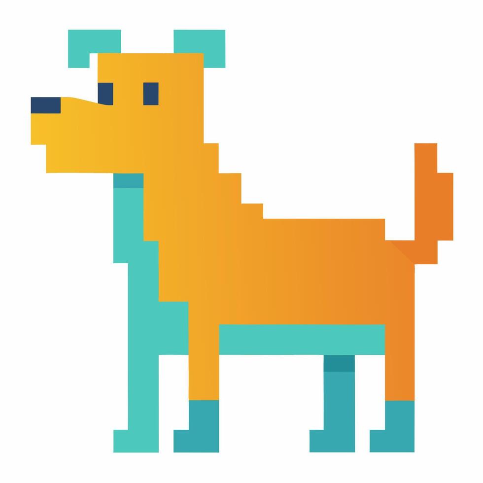 Colorful Pixelated Dog Illustration Retro Digital Art with Bright Geometric Shapes vector