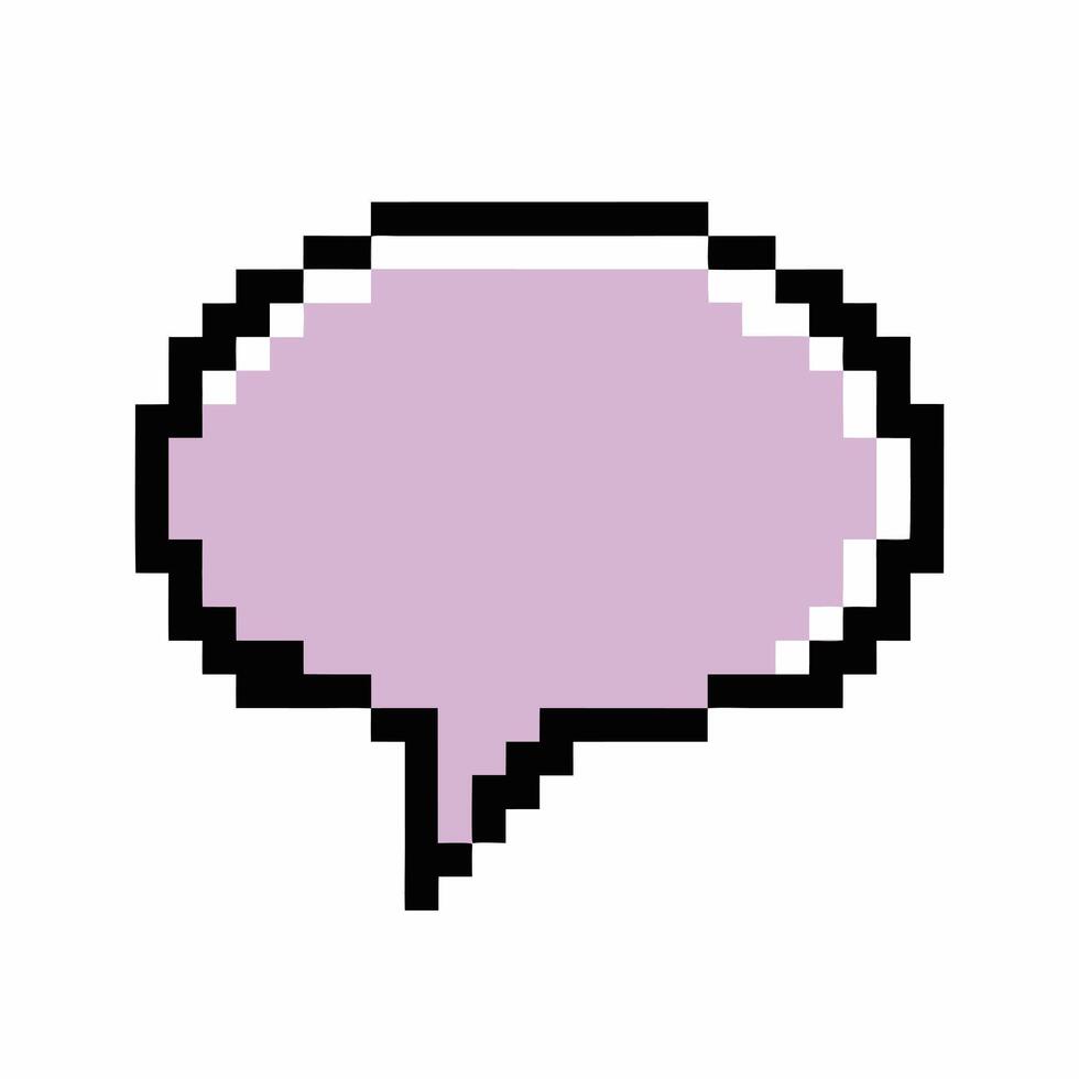 Colorful Pixel Art Speech Bubble Icon with Purple Background vector