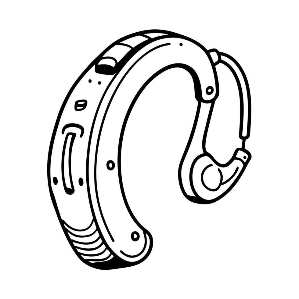 Black and White Hearing Aid Illustration for Accessibility and Medical Design vector