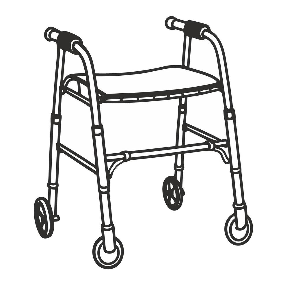 Handdrawn Illustration of a Wheelchair Walker for Mobility Assistance vector