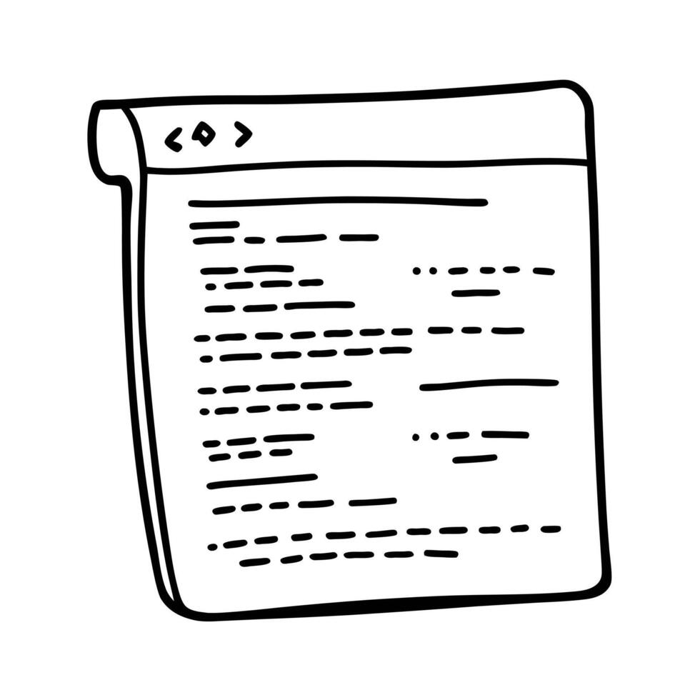 mano dibujado código editor ilustración con guión y html símbolos vector