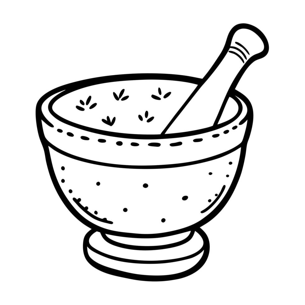 Hand Drawn Mortar and Pestle Illustration for Culinary and Herbal Themes vector