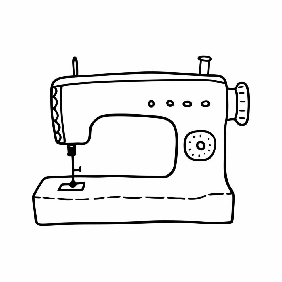 Hand Drawn Sewing Machine Illustration for Craft and Design Projects vector