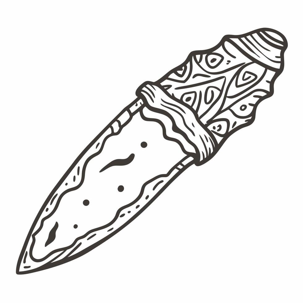 Hand Drawn Decorative Dagger Illustration with Ornamental Patterns vector