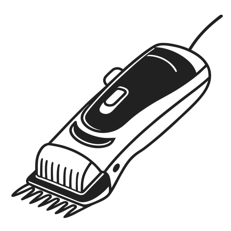 Electric hair clipper grooming essential, corded design, precision cutting tool vector