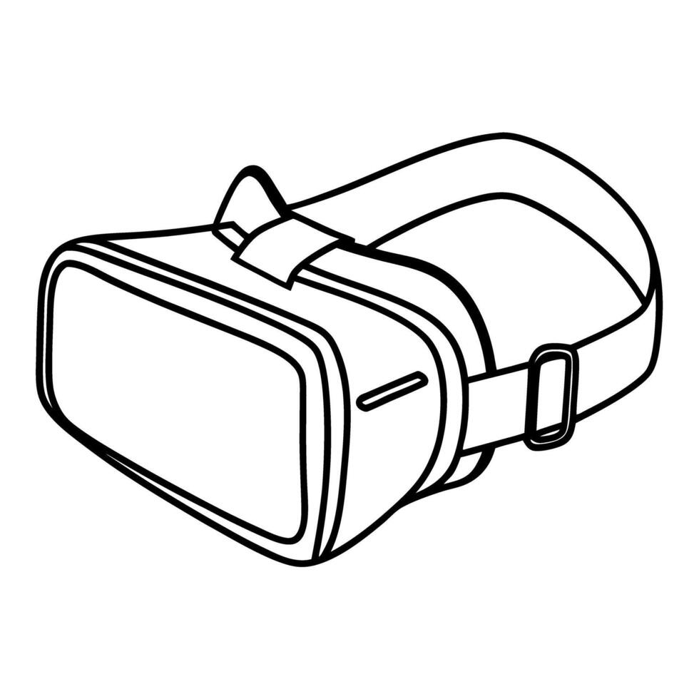 virtual reality headset illustration black and white line drawing technology gadget, futuristic design vector