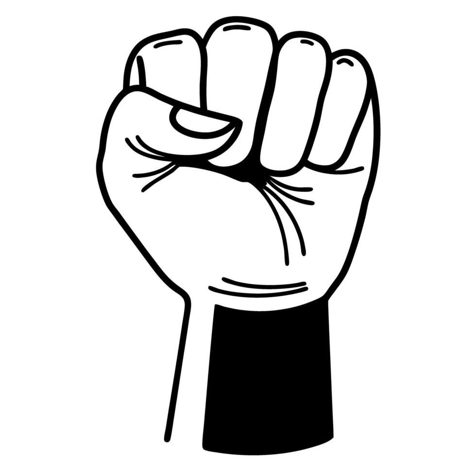 Raised fist symbolizing strength, unity, and resistance vector