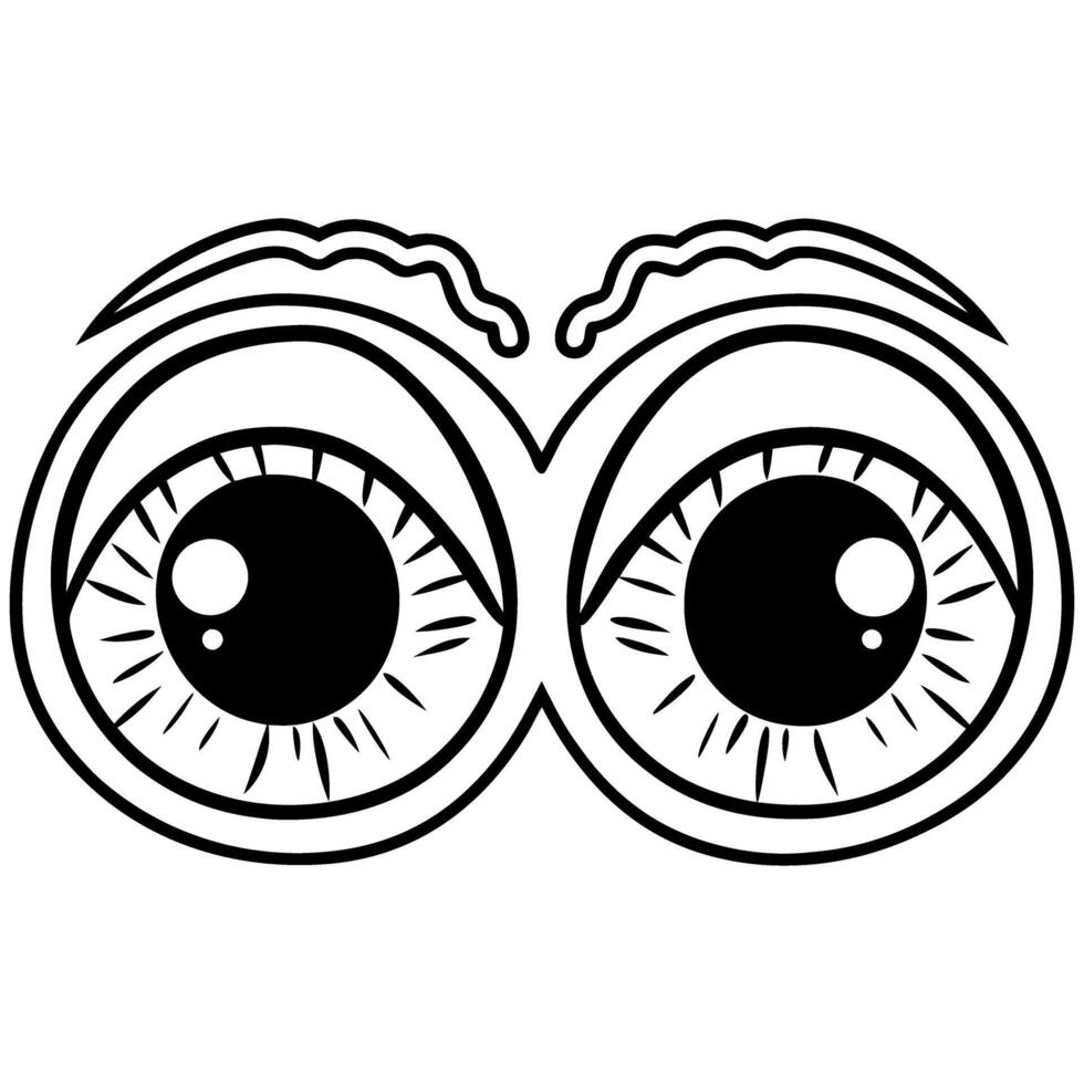 eyes expression black and white illustration of surprised, curious look vector