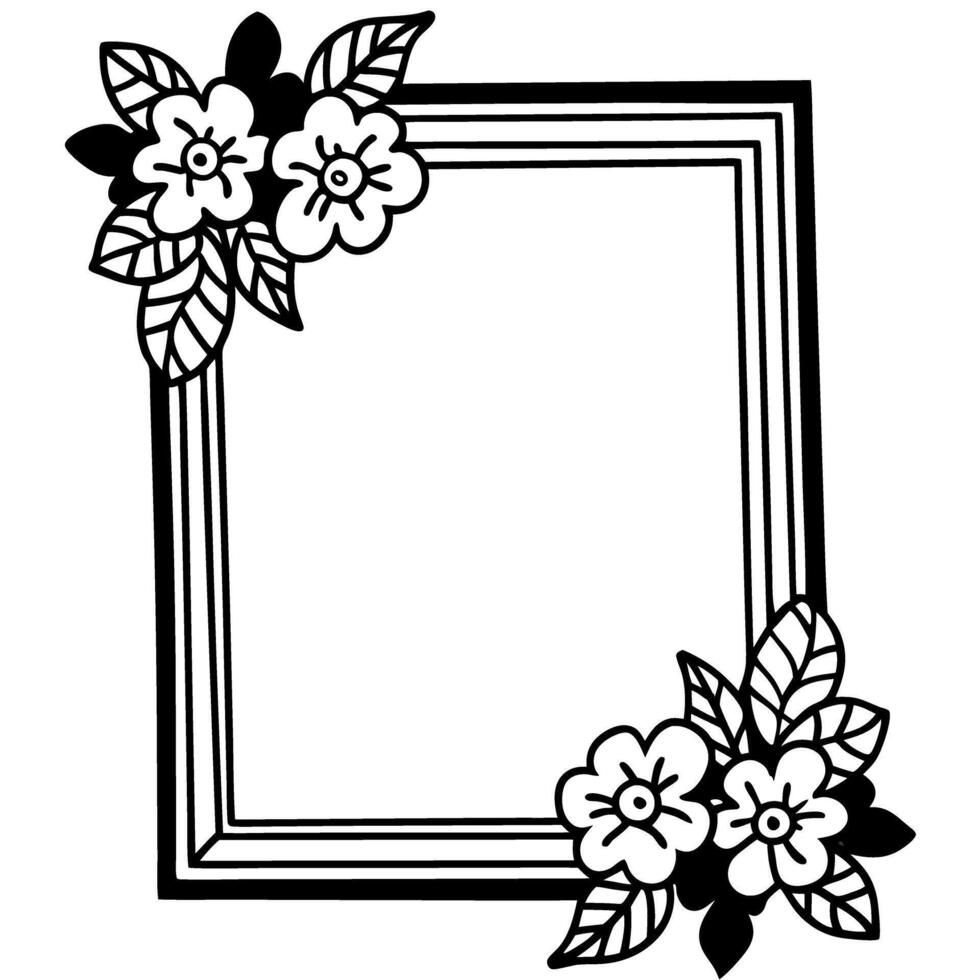 ornate floral frame with intricate flower decorations and leaves for elegant design accents vector