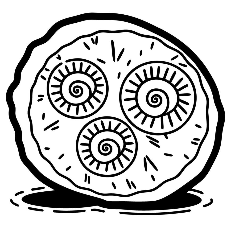cross section of exotic fruit with spiral seeds unique abstract pattern design, nature's intricate geometry vector