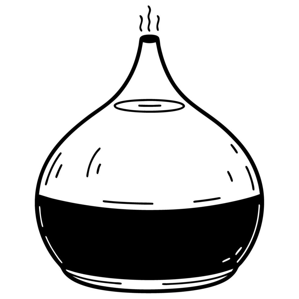 Minimalist essential oil diffuser outline with steam vaporizing vector
