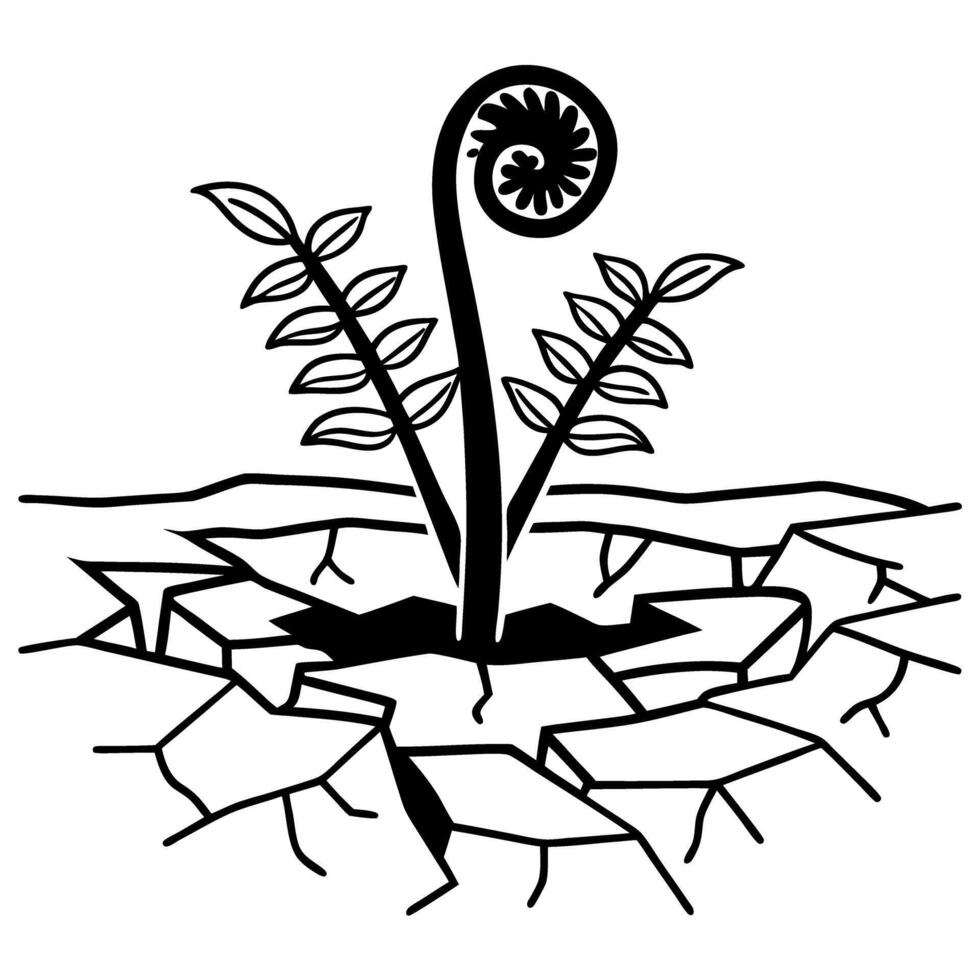 Nature's resilience plant sprouting through cracked ground symbolizing growth and renewal vector