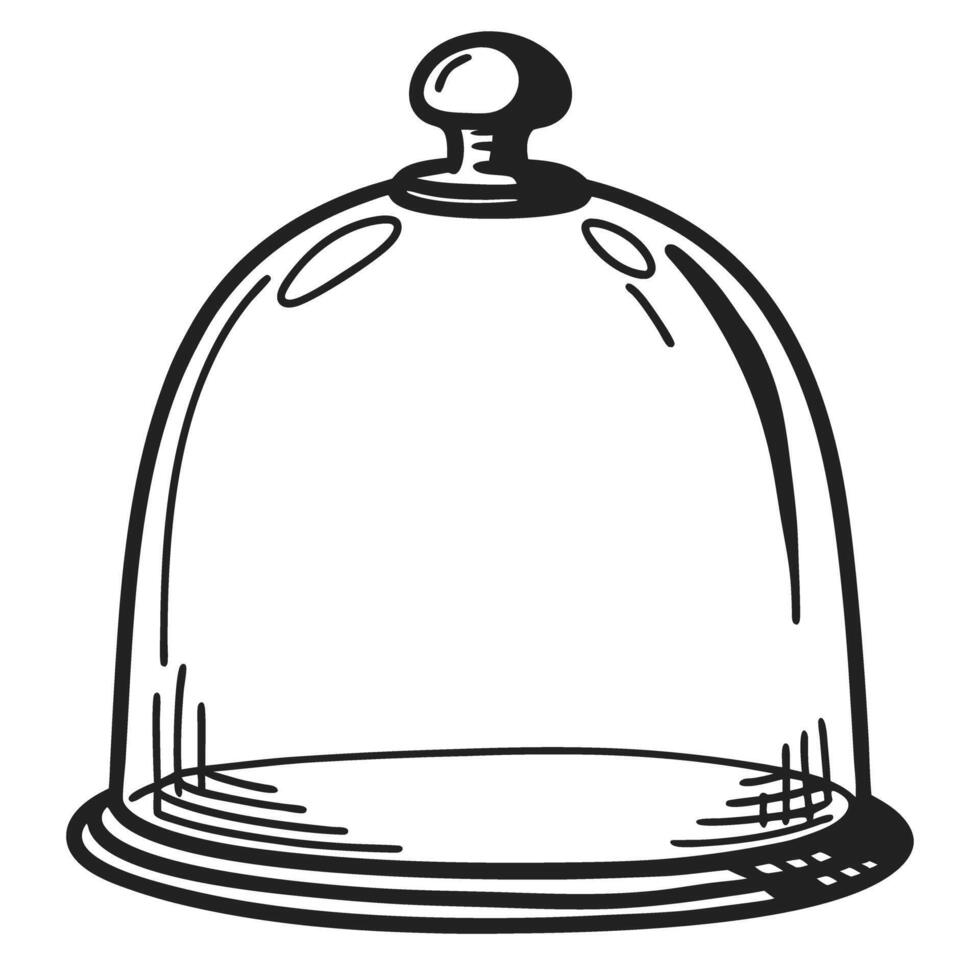 illustration of a glass dome cloche transparent cover for display or protection vector