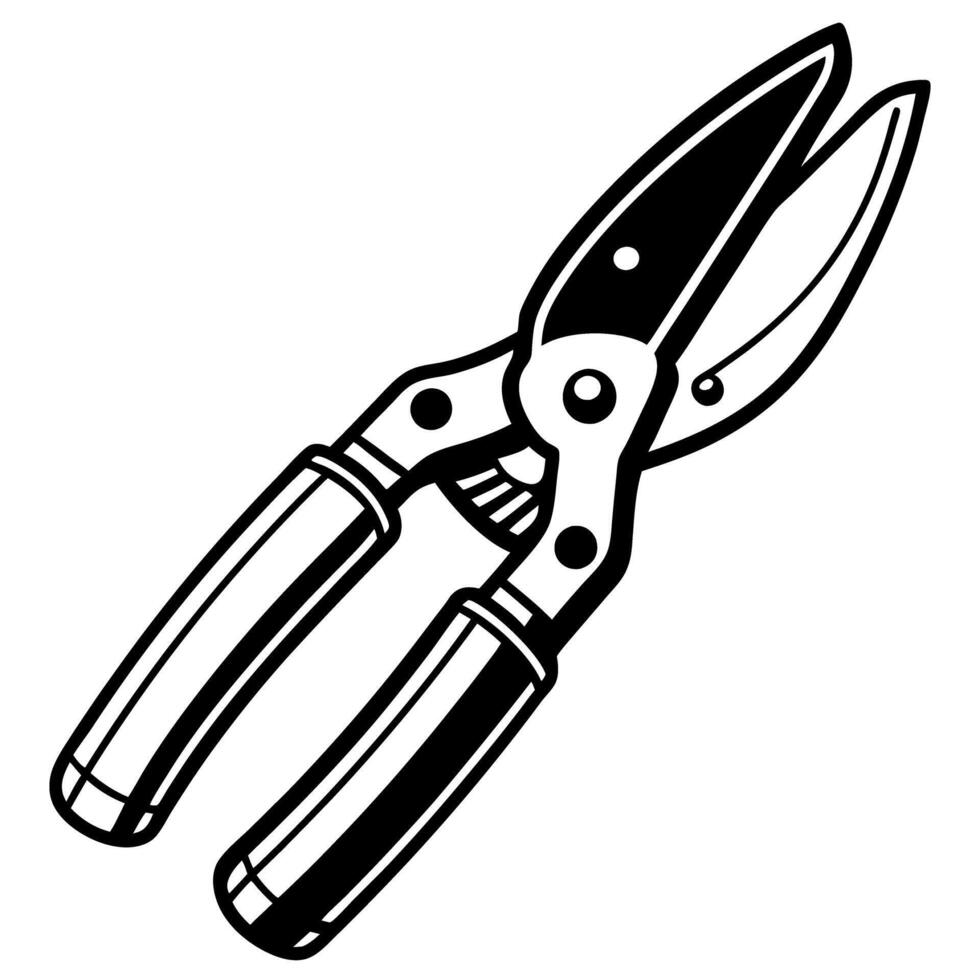 Gardening pruning shears illustration black and white clip art of garden tool vector