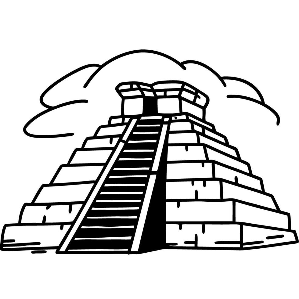 Ancient mayan pyramid, chichen itza temple, historic mesoamerican architecture symbol vector