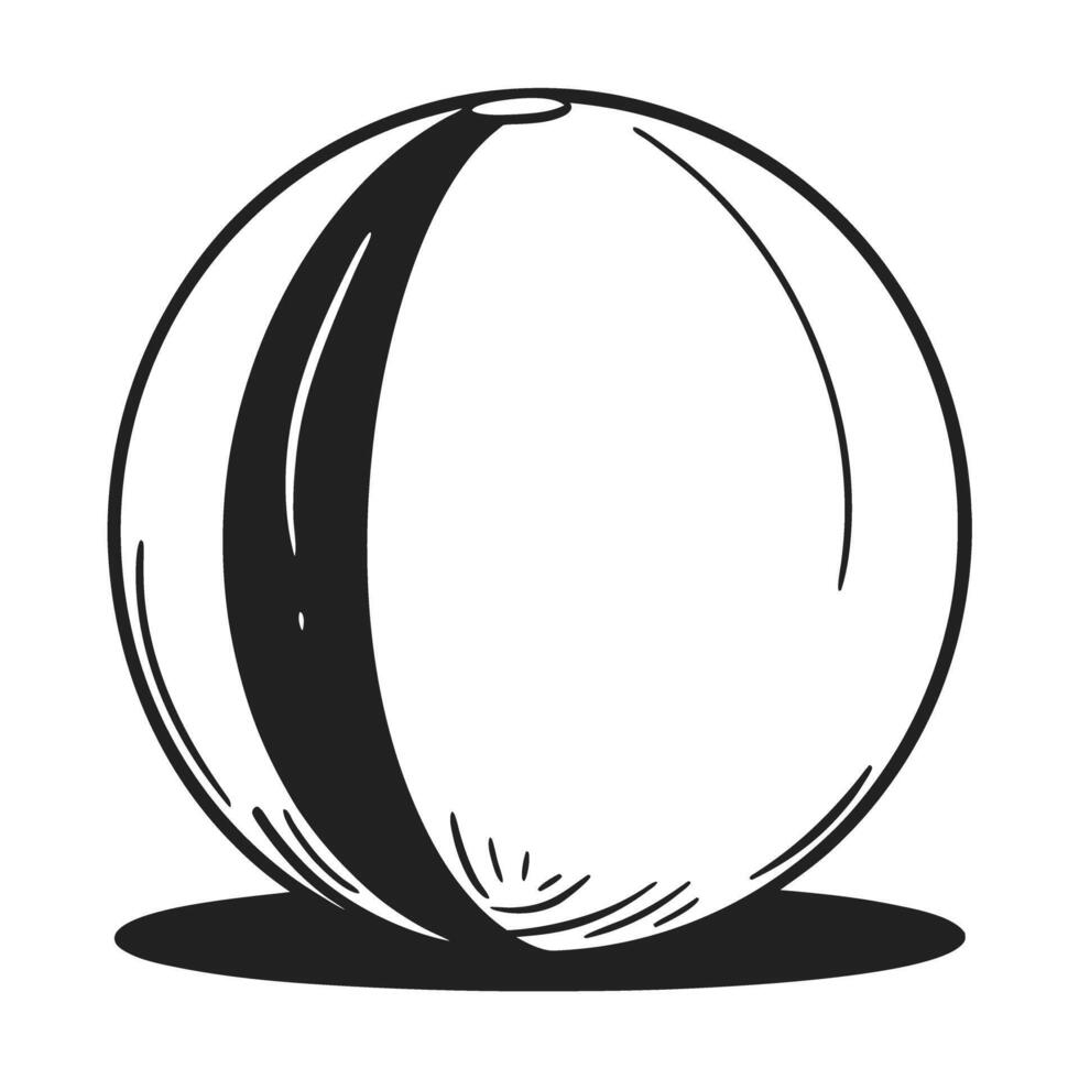 Simple black and white illustration of a beach ball vector