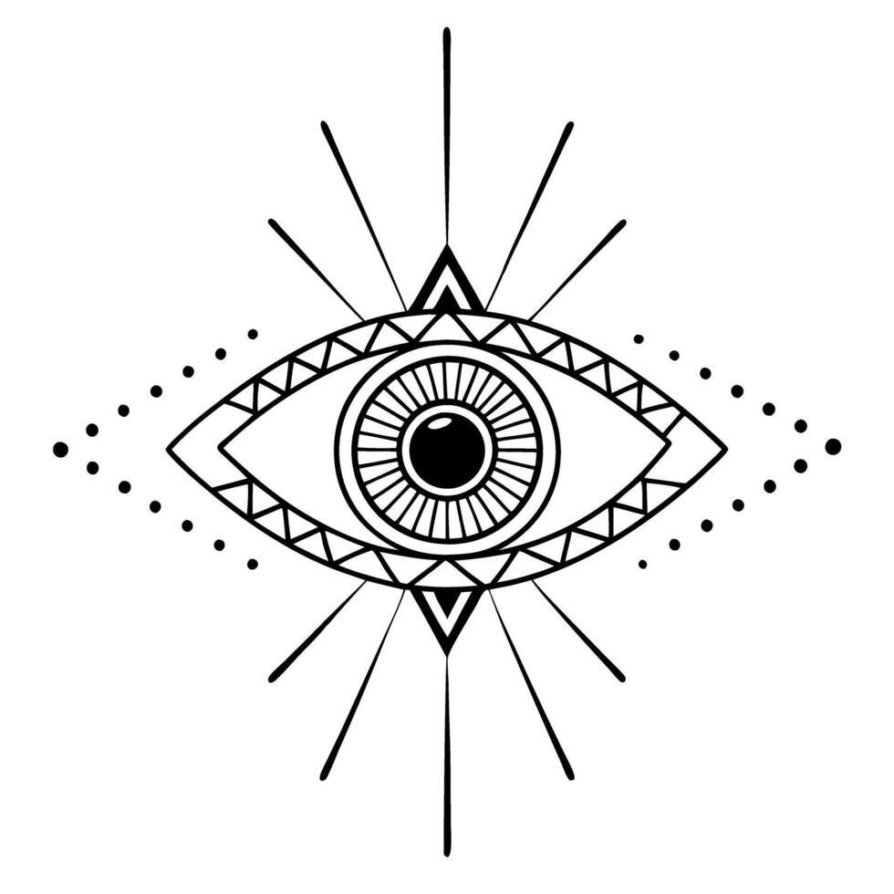 Mystical eye design abstract geometric lines and symbols spiritual vision and insight symbol vector