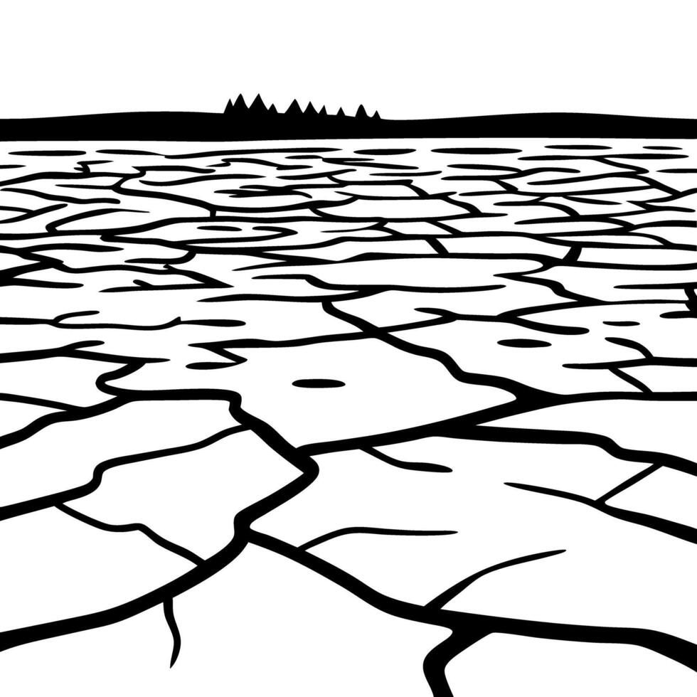 cracked earth surface drought and water scarcity, climate change impact on arid land vector