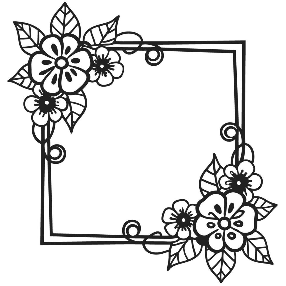 Floral patterned frame with ornate flowers and leaves vector