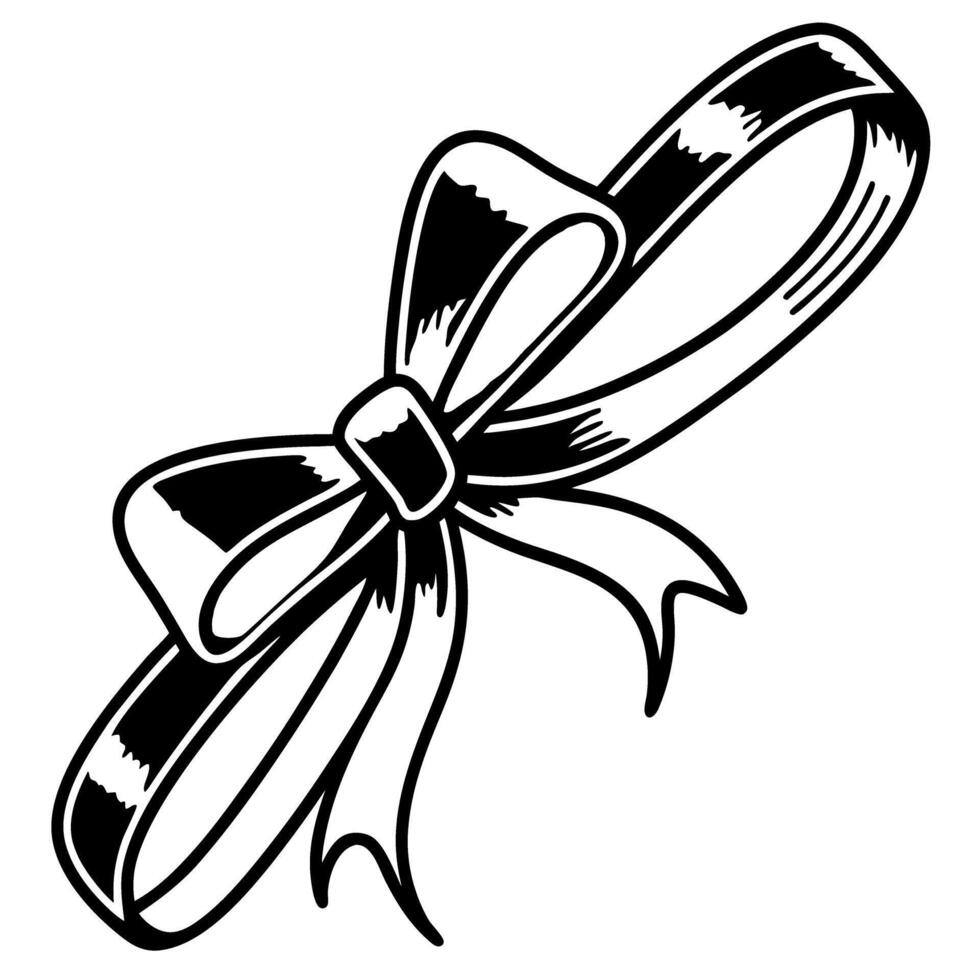 Elegant ribbon bow illustration in black and white design vector