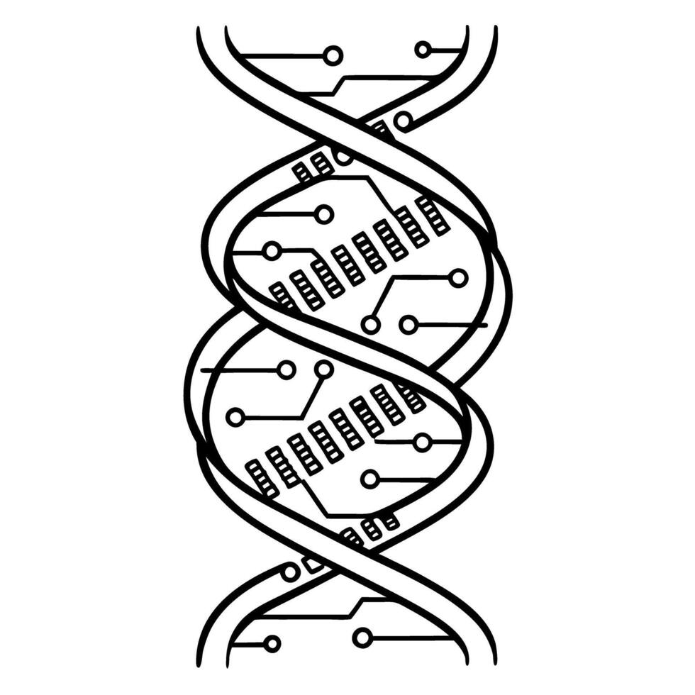dna circuitry futuristic technology and biotechnology integration concept vector