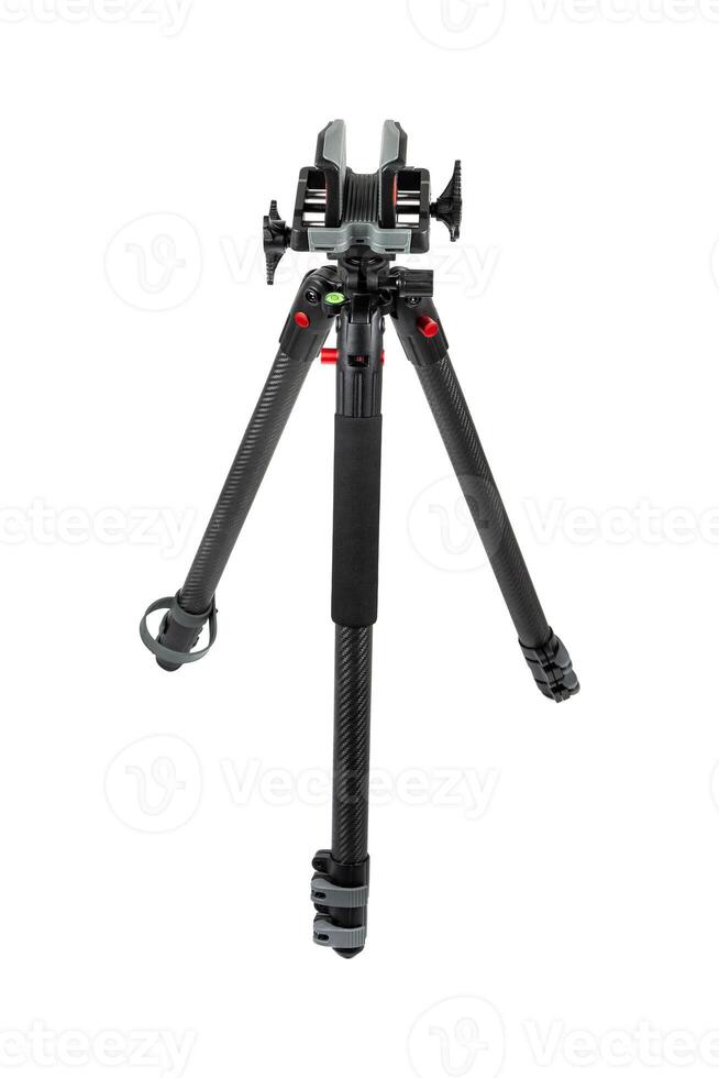 Lightweight and durable tripod made of carbon fiber, featuring adjustable clamps for precision. photo