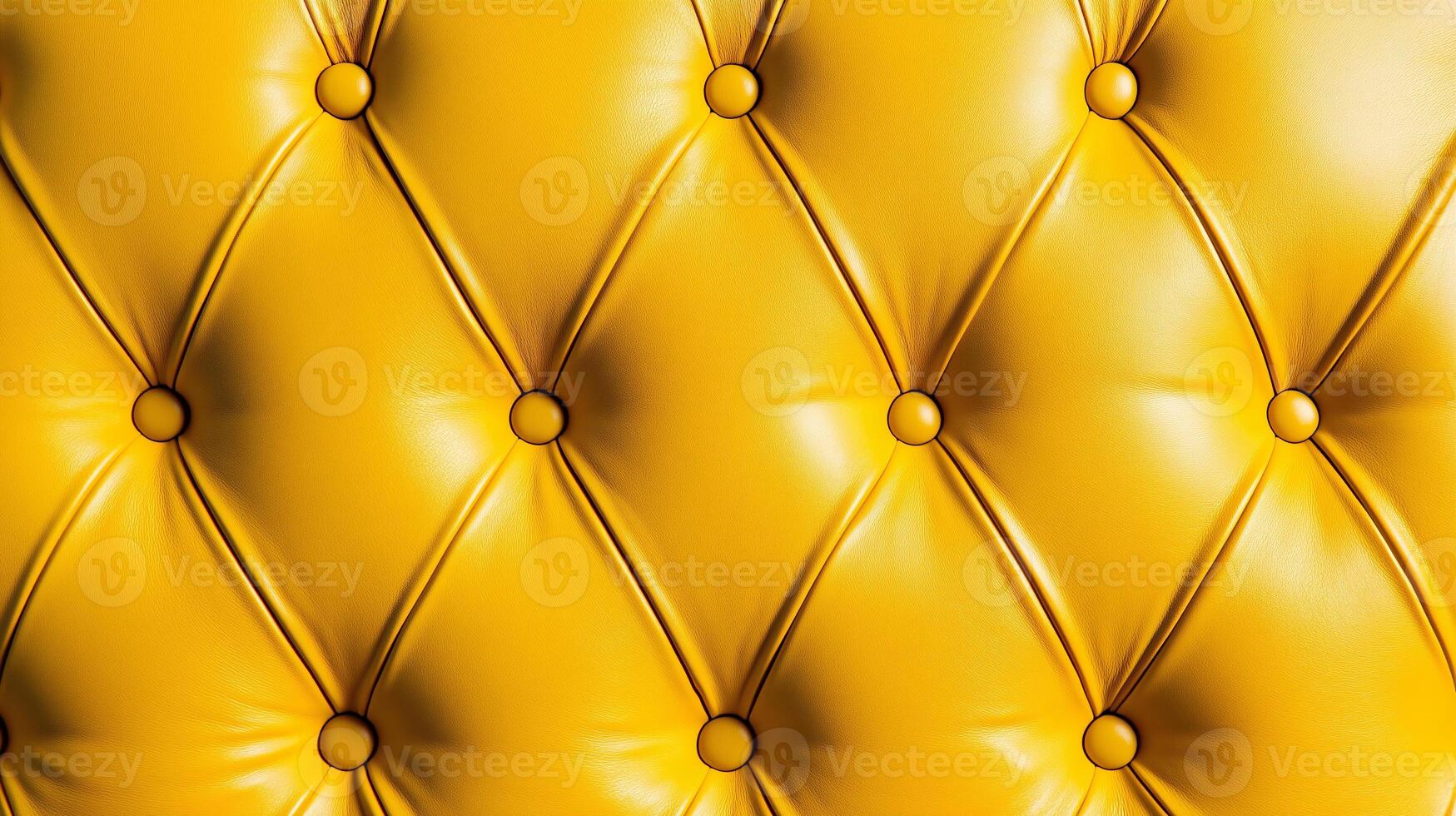 Yellow tufted leather upholstery with buttons, luxurious and elegant texture. photo